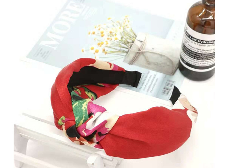 Fashion Wine Red Headband Fabric Printed Wide-brimmed Cross Bow Headband,Head Band