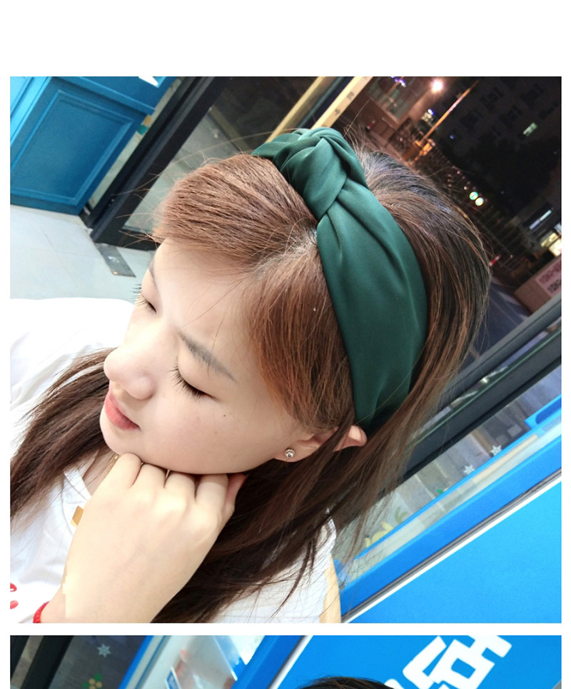 Fashion Dark Green Wide-brimmed Fabric Knotted Headband,Head Band