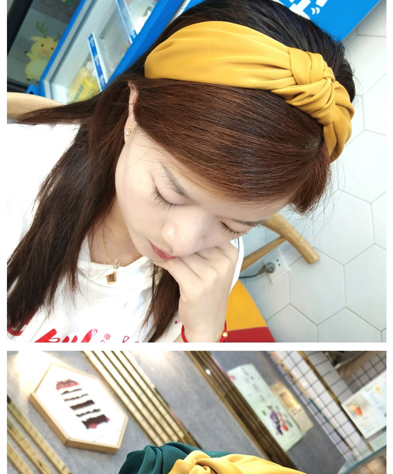 Fashion Yellow Wide-brimmed Fabric Knotted Headband,Head Band