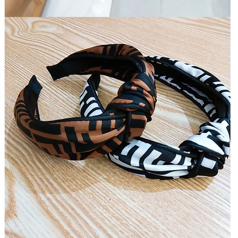 Fashion White F Clip Knotted Headband Wide-sided F Letter Knotted Headband,Head Band