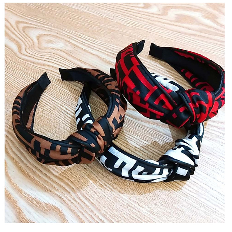 Fashion Coffee Color F Clip Knotted Headband Wide-sided F Letter Knotted Headband,Head Band