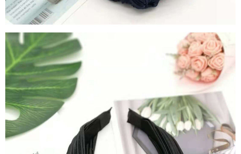 Fashion Black Fabric Pleated Slip Headband,Head Band