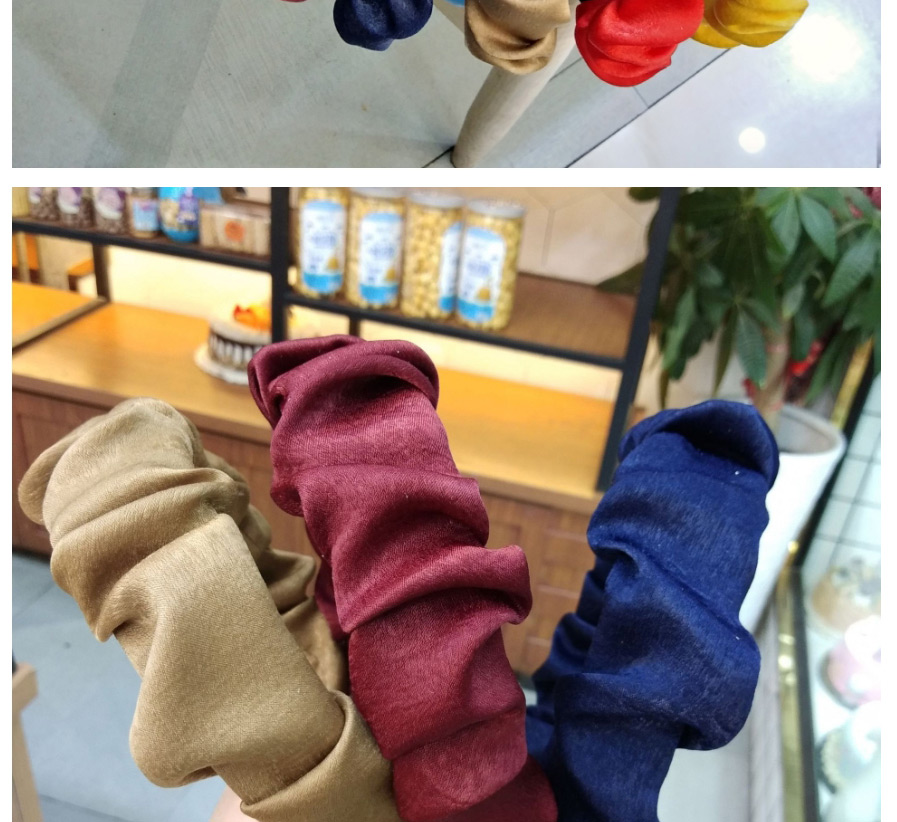 Fashion Big Red Velvet Pleated Headband Pleated Wide-brimmed Fabric Velvet Headband,Head Band