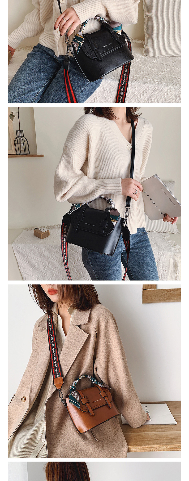 Fashion Brown Chain Shoulder Portable Messenger Bag,Handbags