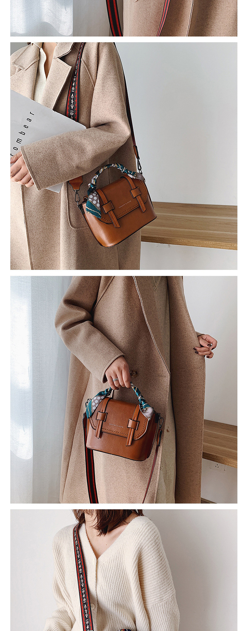 Fashion Khaki Chain Shoulder Portable Messenger Bag,Handbags
