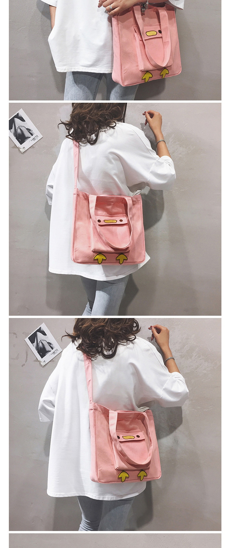 Fashion Pink Canvas Shoulder Bag,Handbags