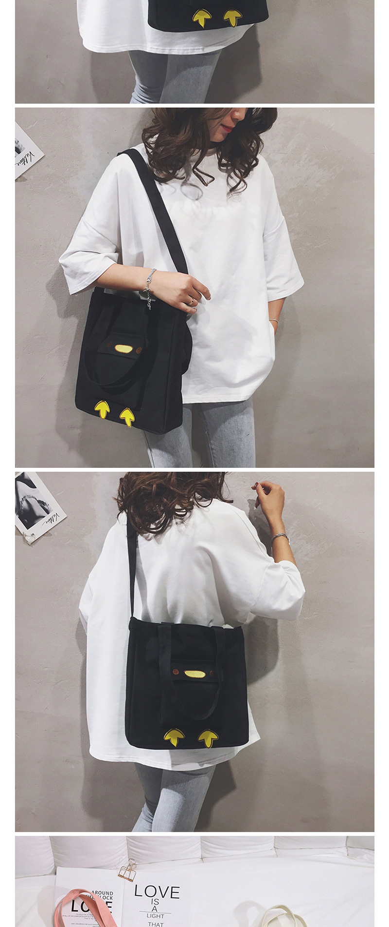 Fashion Black Canvas Shoulder Bag,Handbags