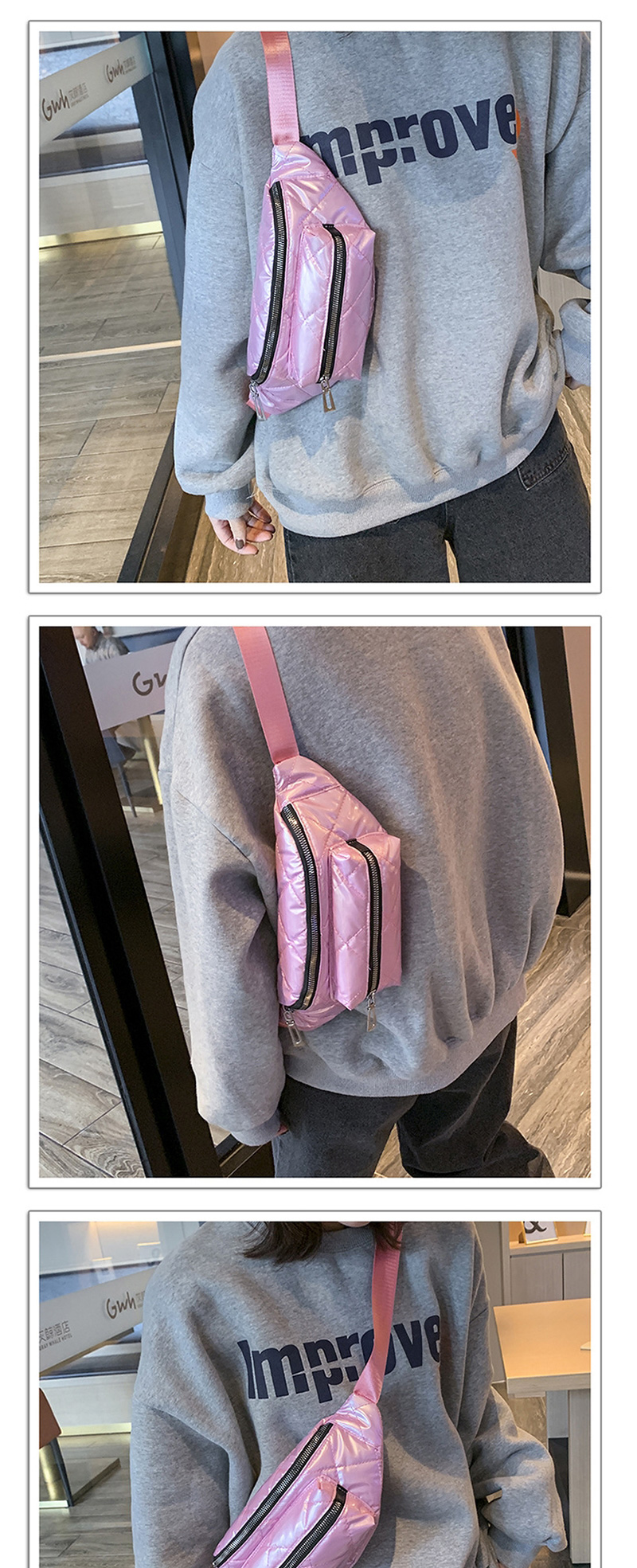 Fashion Pink Space Cotton Chest Bag,Shoulder bags