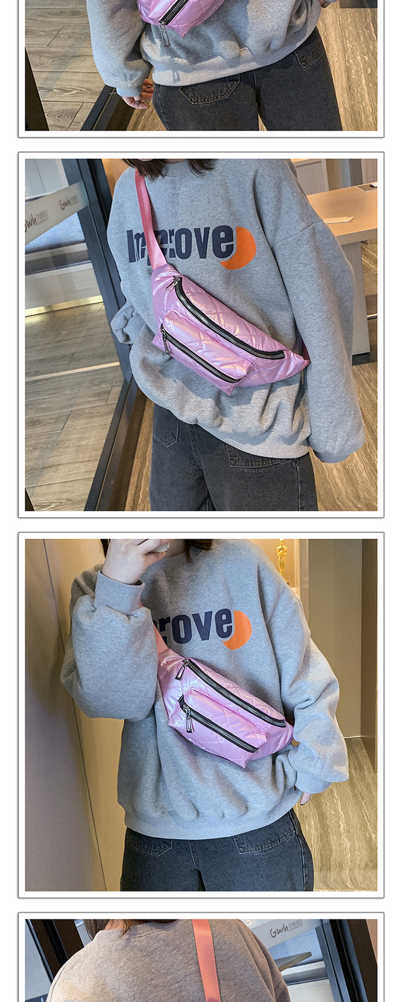 Fashion Pink Space Cotton Chest Bag,Shoulder bags