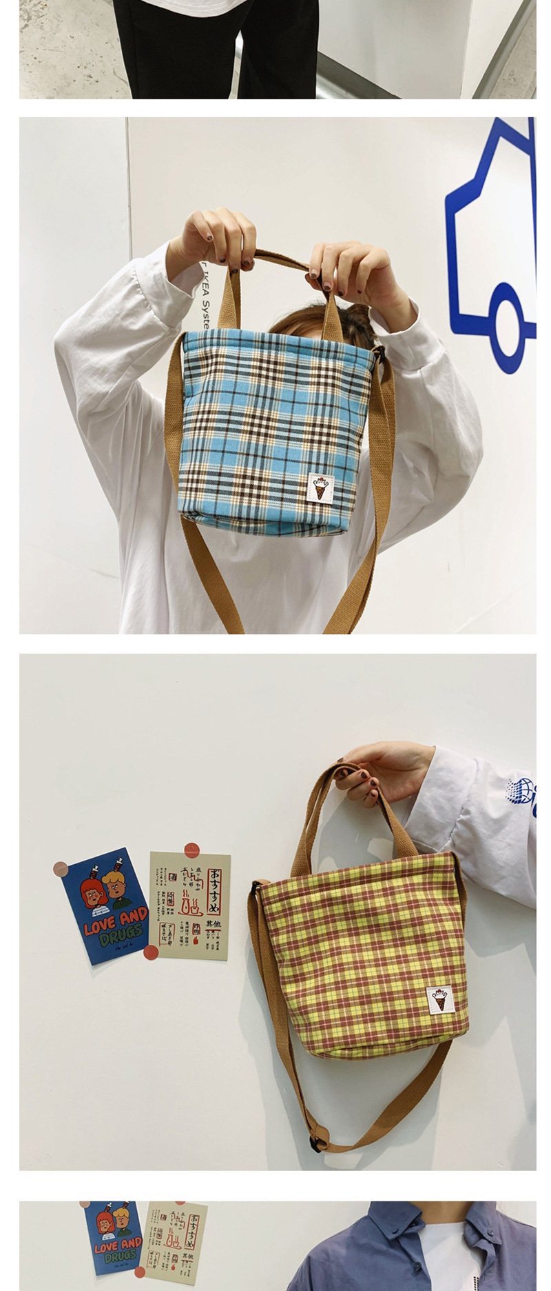 Fashion Brown Plaid Shoulder Messenger Bag,Shoulder bags