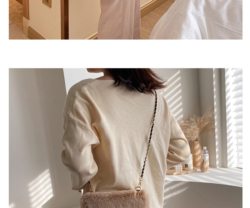 Fashion White Plush Chain Shoulder Messenger Bag,Shoulder bags
