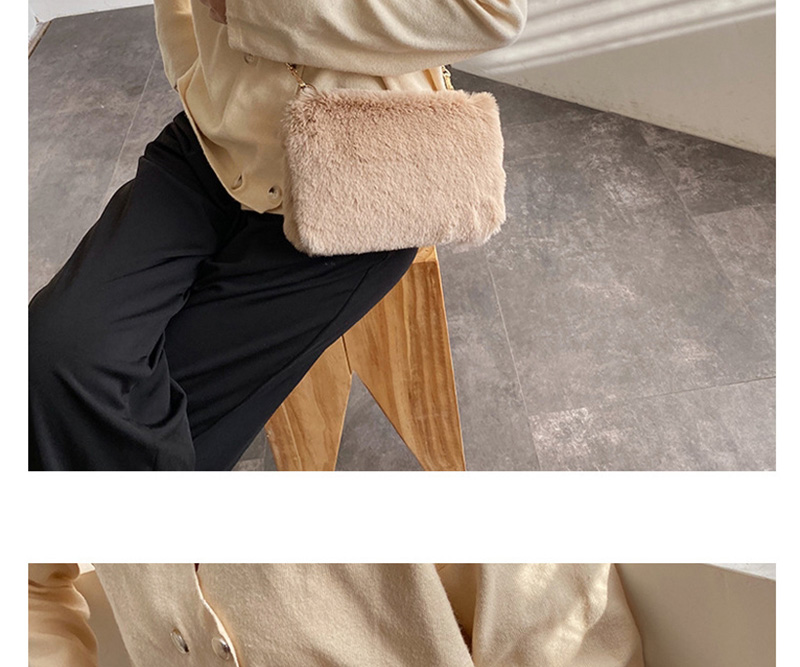 Fashion Khaki Plush Chain Shoulder Messenger Bag,Shoulder bags