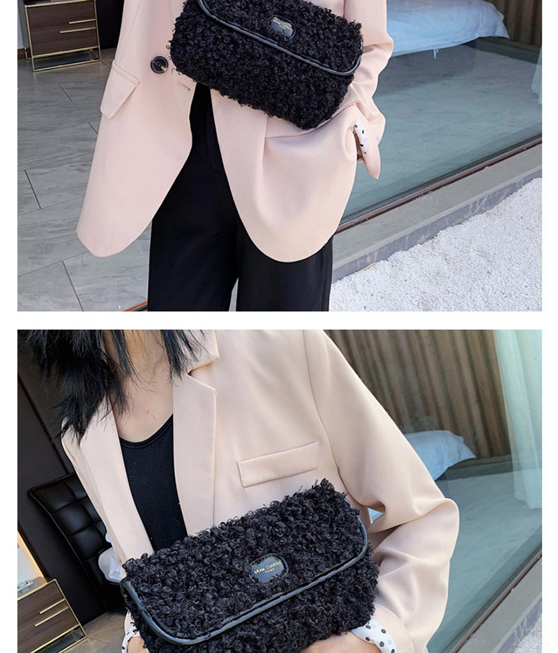 Fashion Black Plush Wide Shoulder Strap With One Shoulder Slung Tote,Handbags