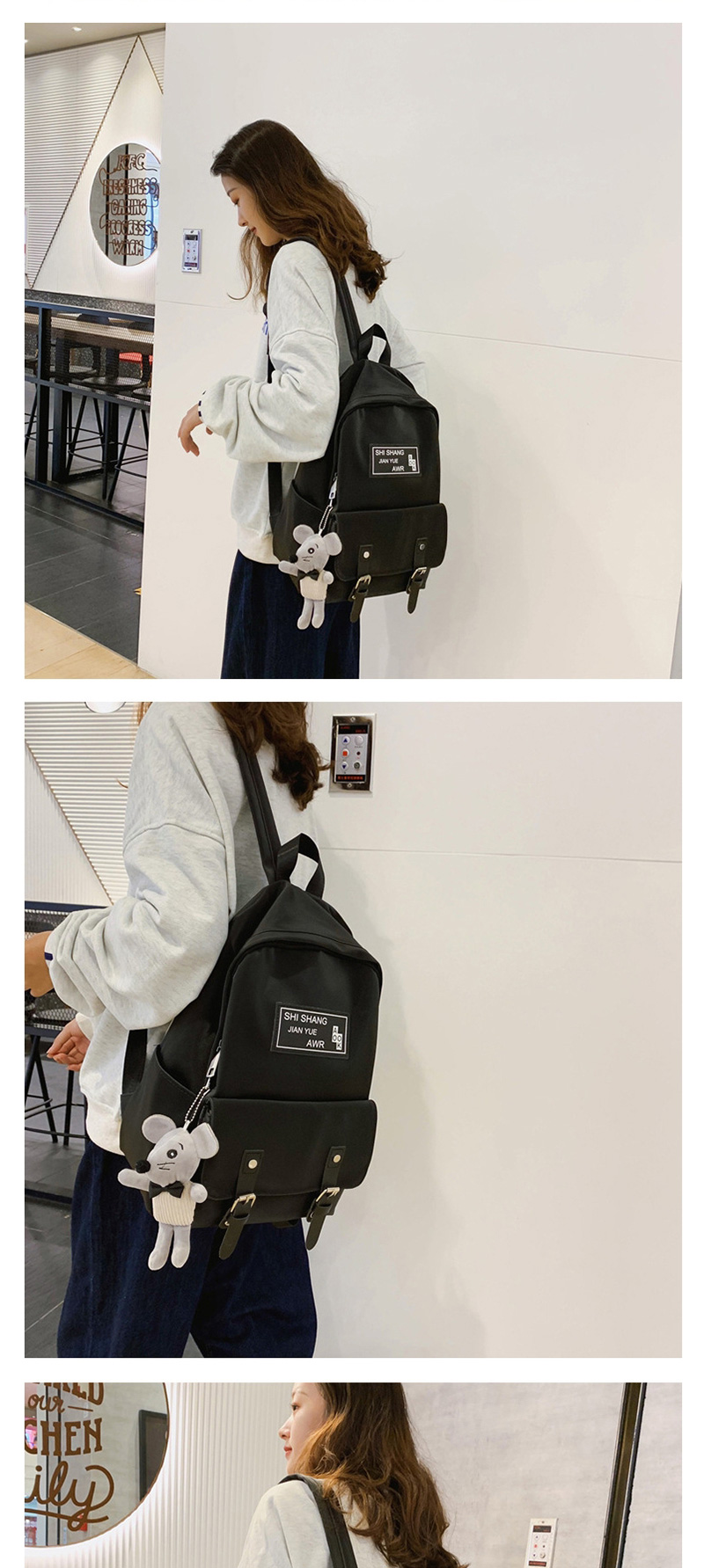Fashion Light Grey Belt Shoulder Bag,Backpack