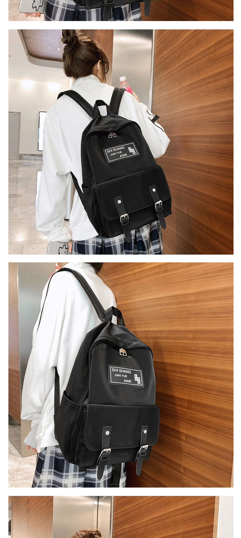 Fashion Black Belt Shoulder Bag,Backpack