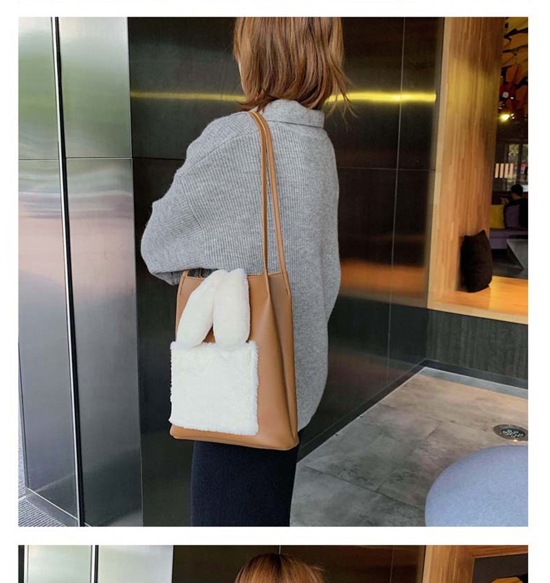 Fashion White Plush Contrast Shoulder Crossbody Bag,Shoulder bags