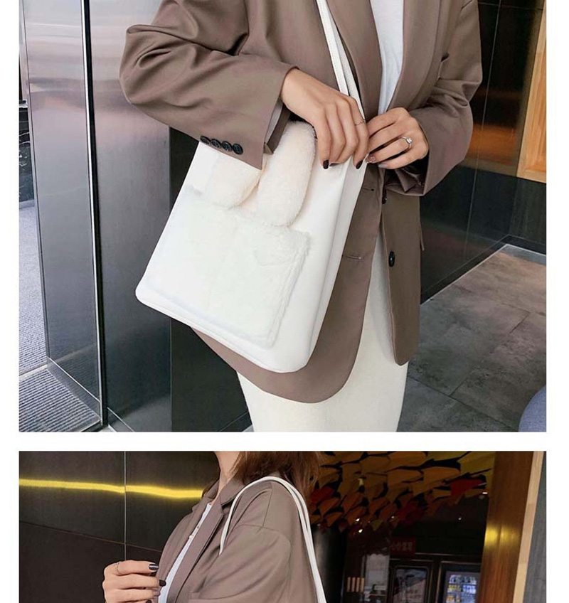 Fashion Brown Plush Contrast Shoulder Crossbody Bag,Shoulder bags