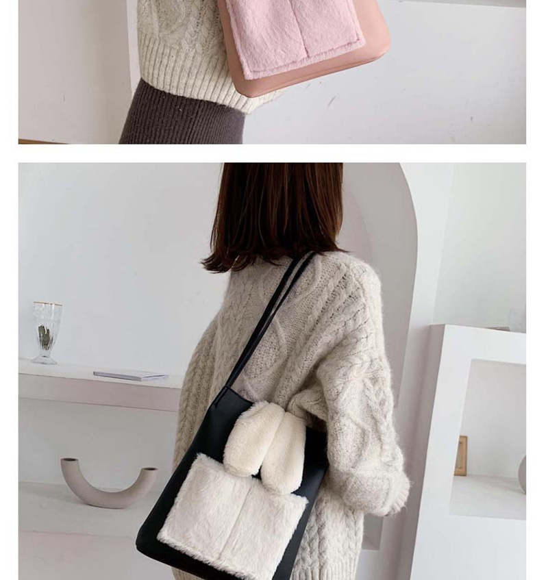 Fashion Pink Plush Contrast Shoulder Crossbody Bag,Shoulder bags