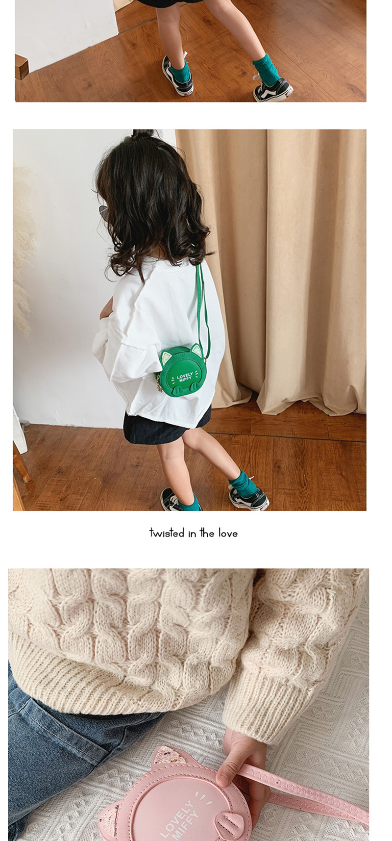 Fashion Green Cartoon Children Diagonal Package,Shoulder bags