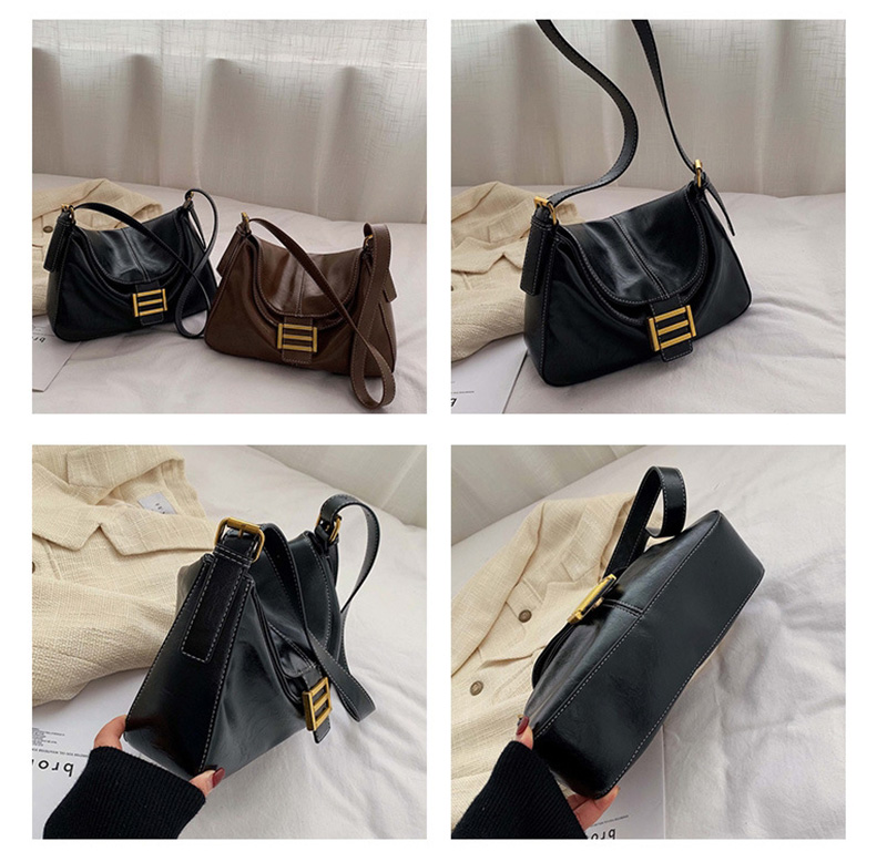 Fashion Black Embroidered Thread Lock Single Shoulder Messenger Bag,Shoulder bags