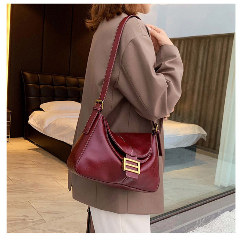 Fashion Brown Embroidered Thread Lock Single Shoulder Messenger Bag,Shoulder bags