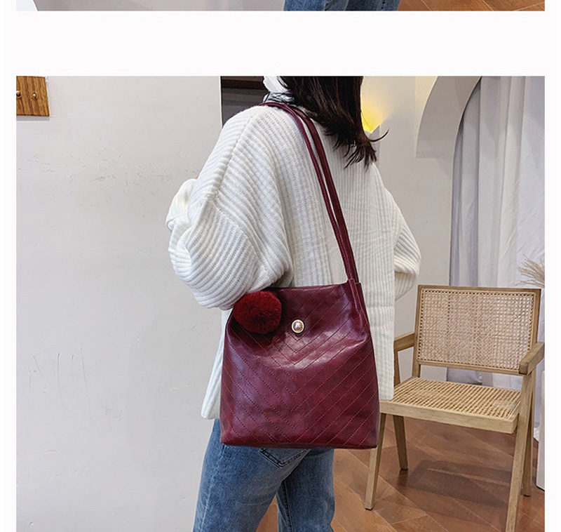 Fashion Brown Embroidered Wool Ball Shoulder Messenger Bag,Shoulder bags