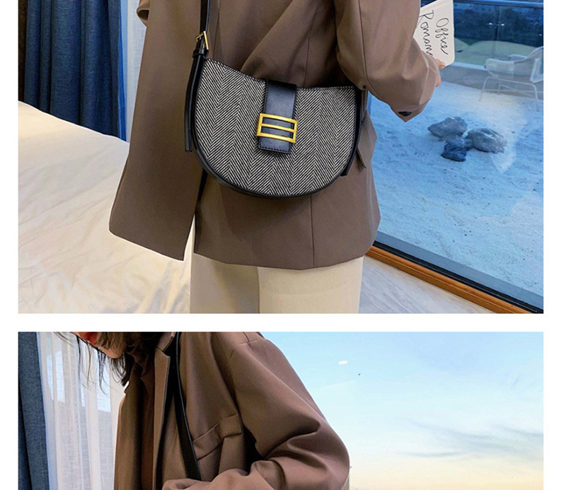 Fashion Brown Wide Shoulder Strap Contrast Shoulder Crossbody Bag,Shoulder bags