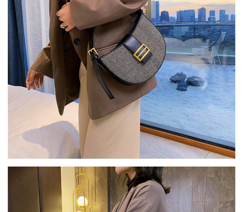 Fashion Black Wide Shoulder Strap Contrast Shoulder Crossbody Bag,Shoulder bags