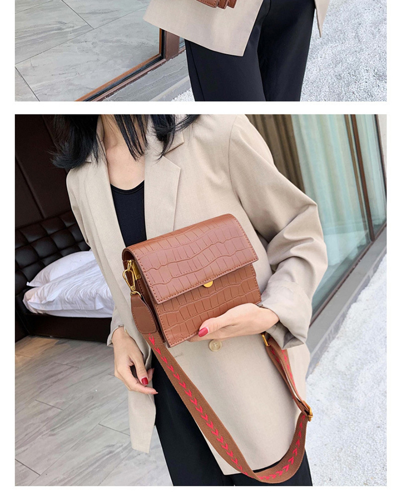 Fashion Caramel Colour Stone Pattern Wide Shoulder Strap Shoulder Messenger Bag,Shoulder bags