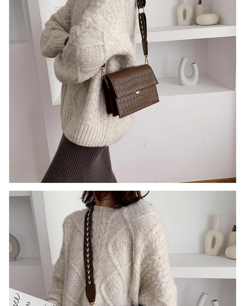 Fashion Brown Stone Pattern Wide Shoulder Strap Shoulder Messenger Bag,Shoulder bags