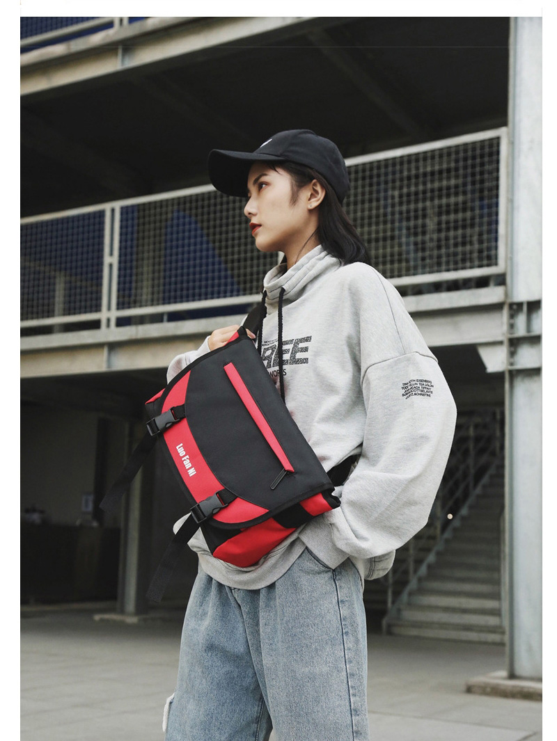 Fashion Red Contrast Stitching Shoulder Messenger Bag,Shoulder bags