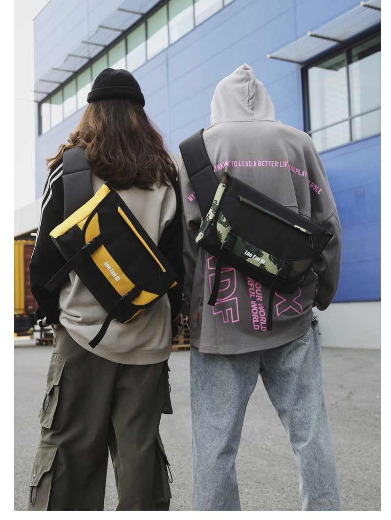 Fashion Black Contrast Stitching Shoulder Messenger Bag,Shoulder bags