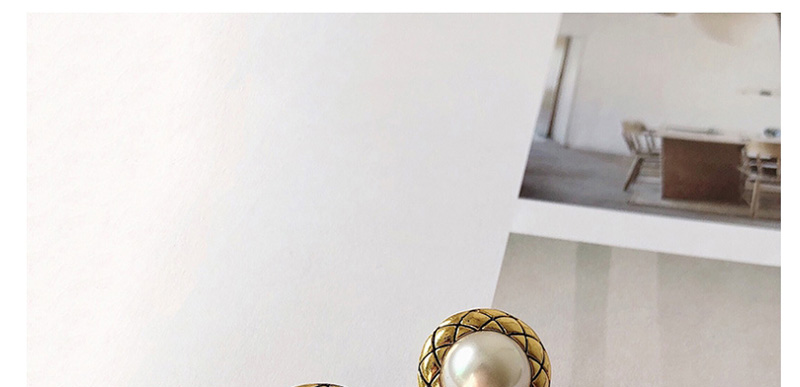 Fashion Gold ( Silver Needle) Metal Button Plaid Stud Earrings,Stud Earrings