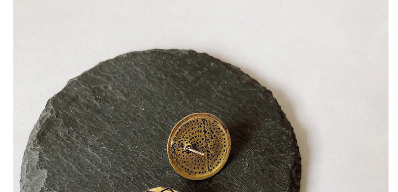 Fashion Gold ( Silver Needle) Metal Button Plaid Stud Earrings,Stud Earrings