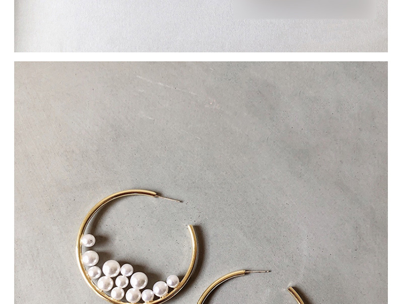 Fashion Gold ( Silver Needle) Pearl Open C-shaped Earrings,Hoop Earrings