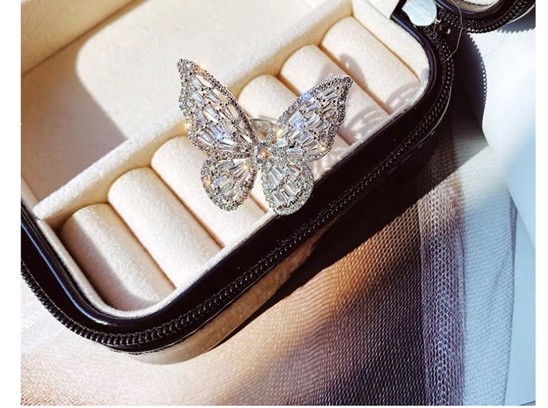 Fashion White Zircon Butterfly Open Ring,Fashion Rings