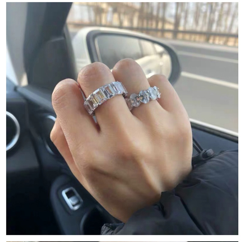 Fashion Square Silver Full Diamond Zircon Ring,Fashion Rings