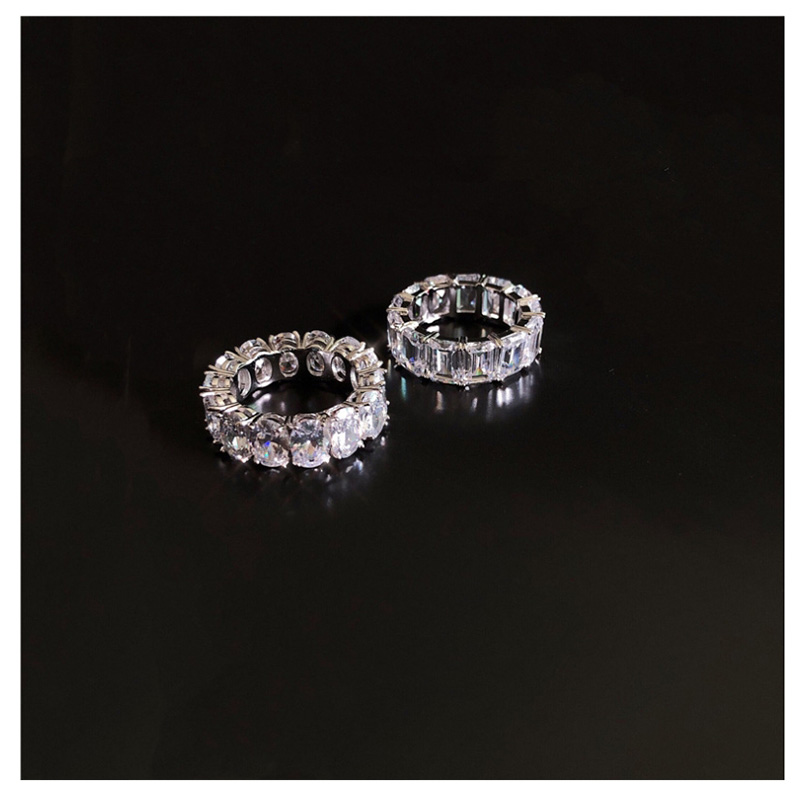 Fashion Elliptical Silver Full Diamond Zircon Ring,Fashion Rings