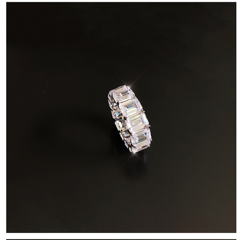 Fashion Square Silver Full Diamond Zircon Ring,Fashion Rings