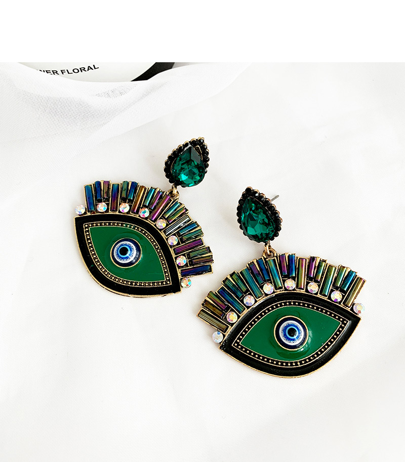 Fashion Green Alloy Diamond Eye Studs,Drop Earrings
