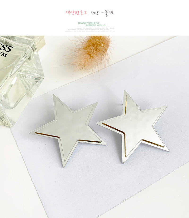 Fashion Silver Resin Double-layered Five-pointed Star Stud,Stud Earrings