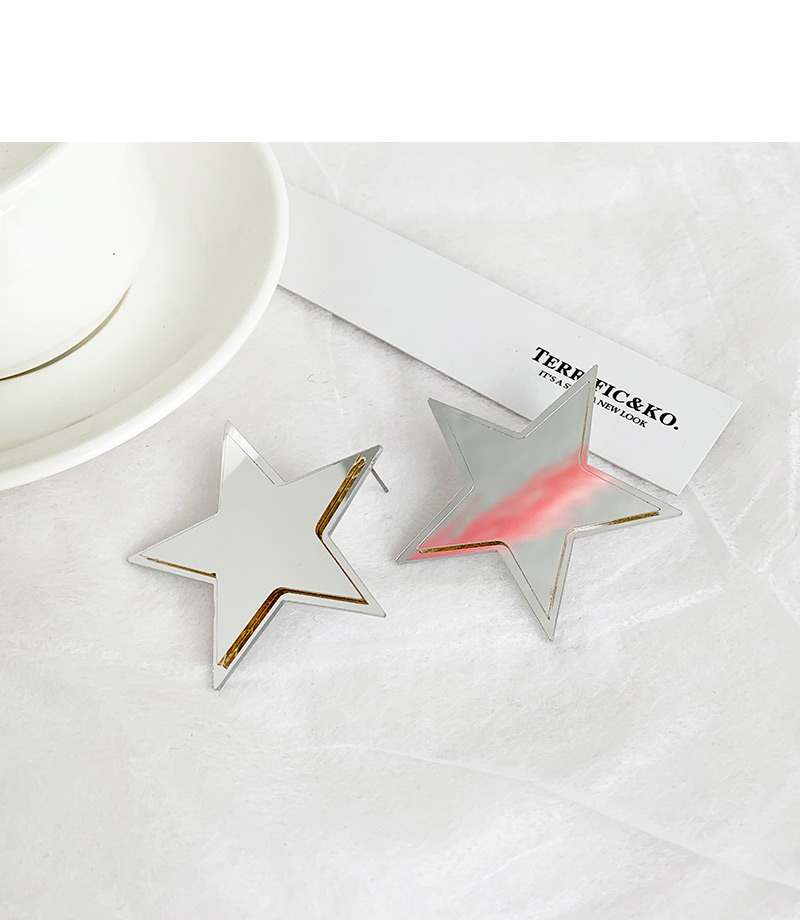 Fashion Silver Resin Double-layered Five-pointed Star Stud,Stud Earrings