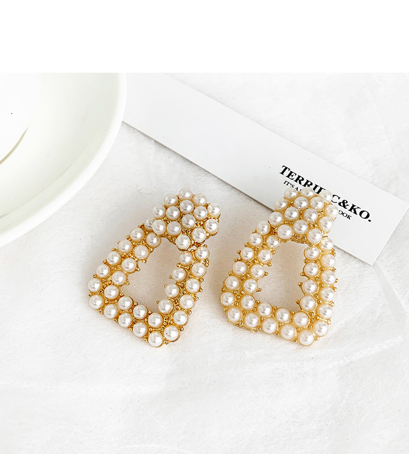 Fashion Gold Alloy Pearl Geometry Earrings,Drop Earrings