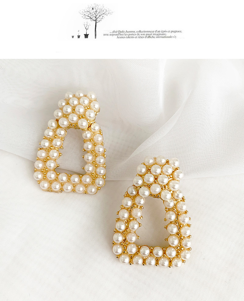 Fashion Gold Alloy Pearl Geometry Earrings,Drop Earrings