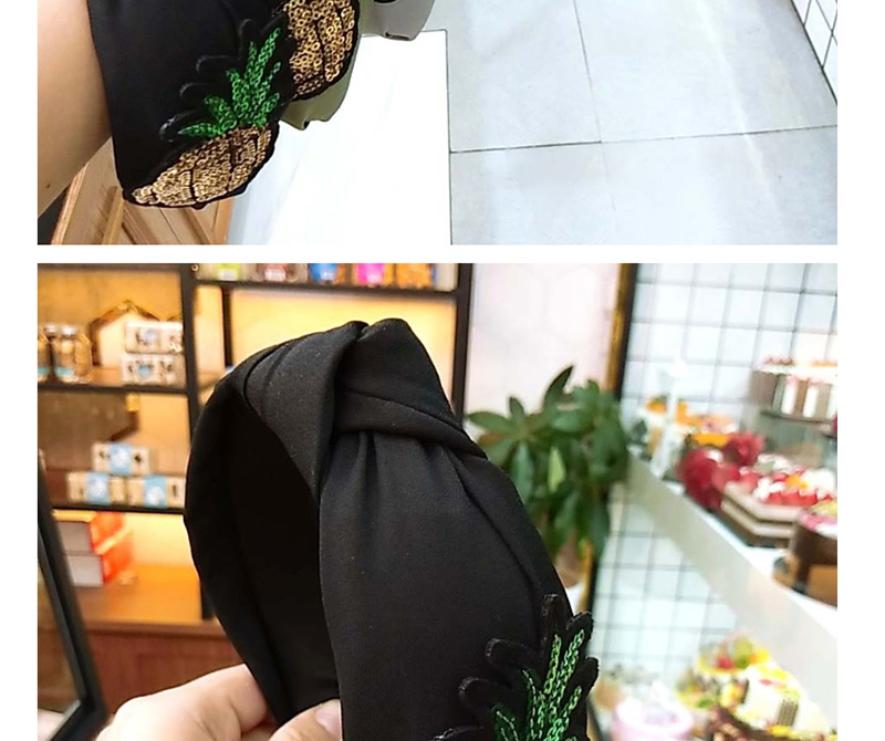 Fashion Black Wide-brimmed Fruit Fabric Knotted Hairpin Sequin Headband,Head Band