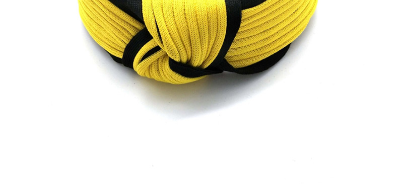 Fashion Yellow Plus Black Knotted Headband Wide-brimmed Color Matching Knotted Woolen Headband,Head Band