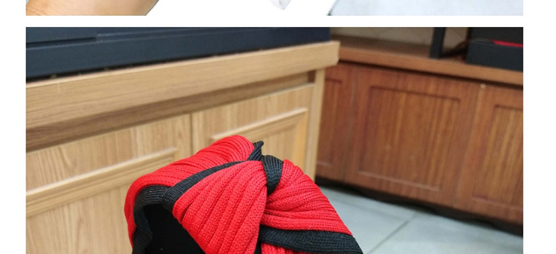 Fashion Red And Black Knotted Headband Wide-brimmed Color Matching Knotted Woolen Headband,Head Band