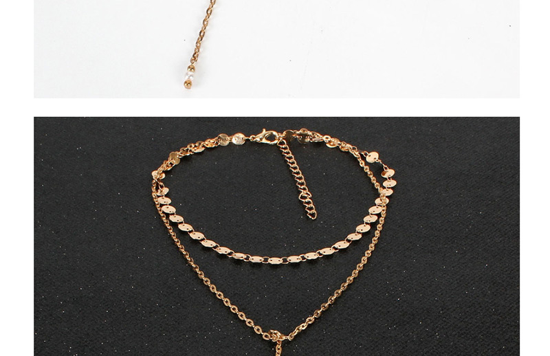 Fashion Gold Double Sequined Fringed Necklace,Multi Strand Necklaces
