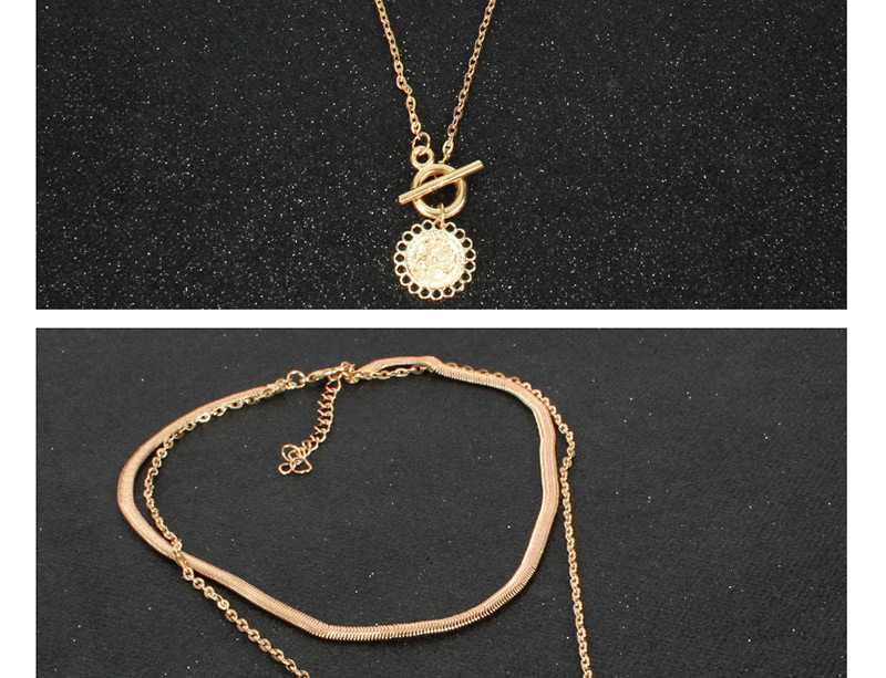 Fashion Gold Geometric Word Buckle Necklace,Multi Strand Necklaces