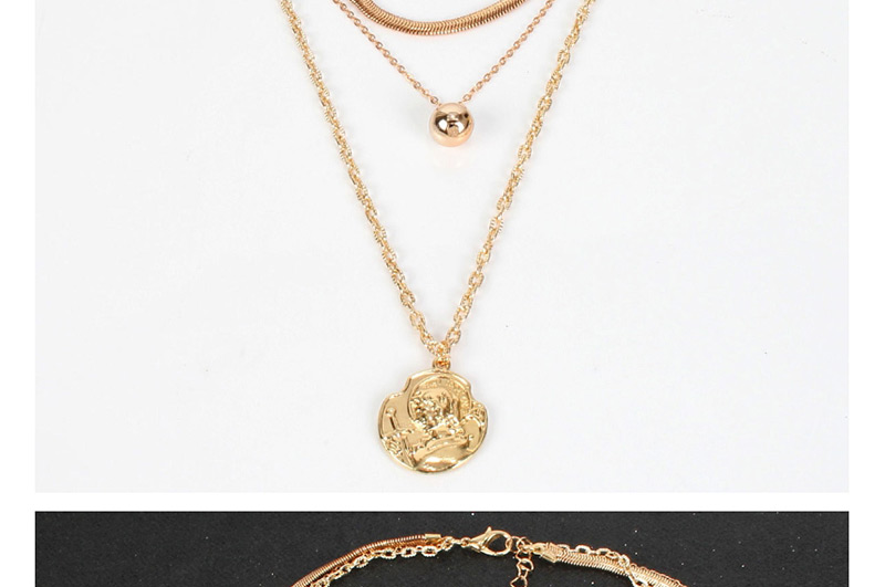 Fashion Gold Round Portrait Necklace,Multi Strand Necklaces